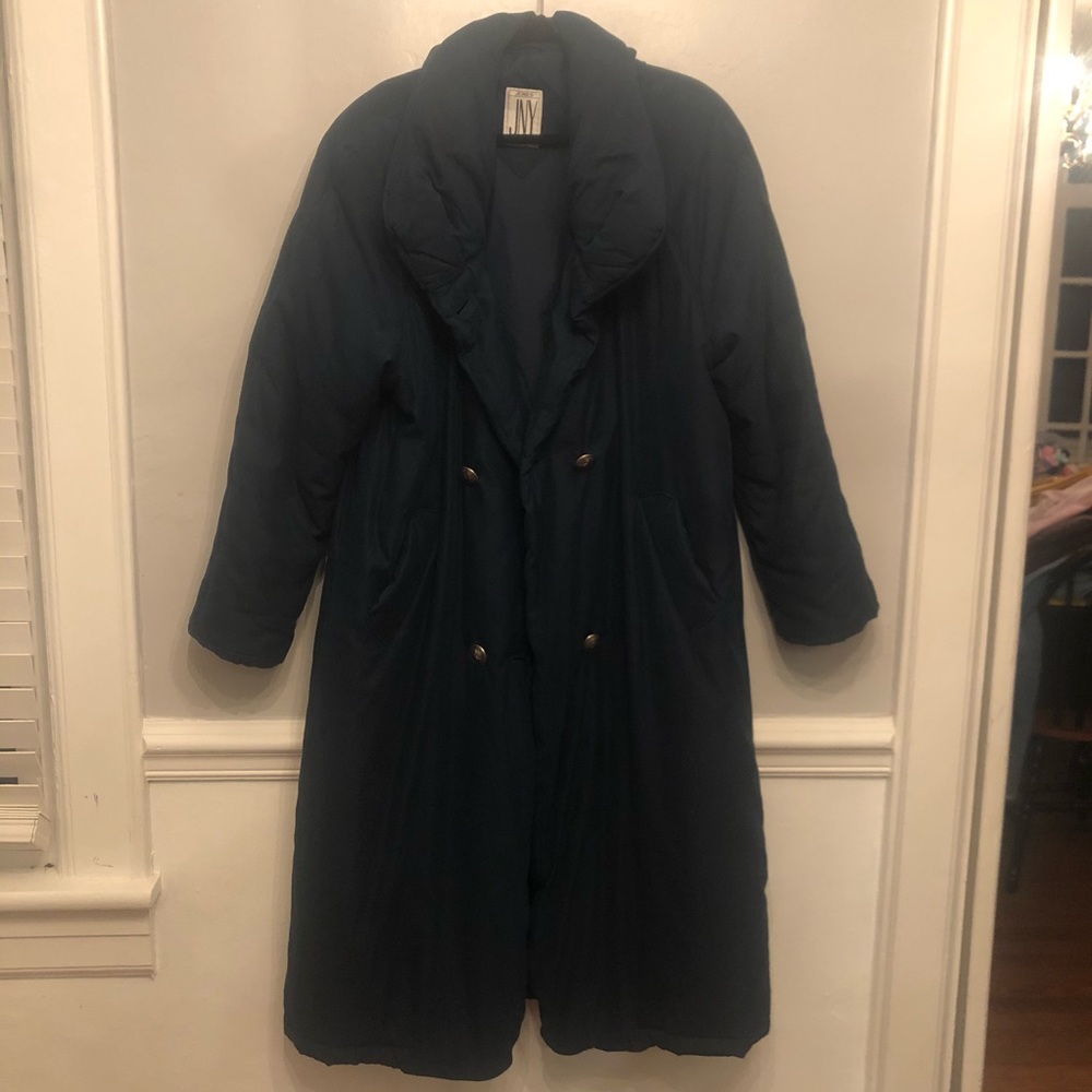 VTG deep teal massive oversized down long coat